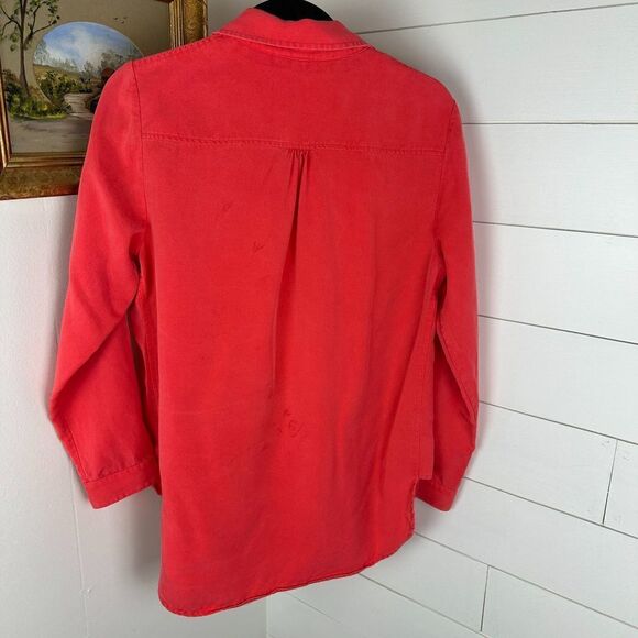 Soft Surroundings Takara Tencel Lyocell Pullover Popover Top Size Medium Coral - Picture 3 of 7